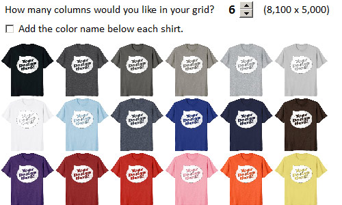 view all colors in Merch-by-Amazon shirts